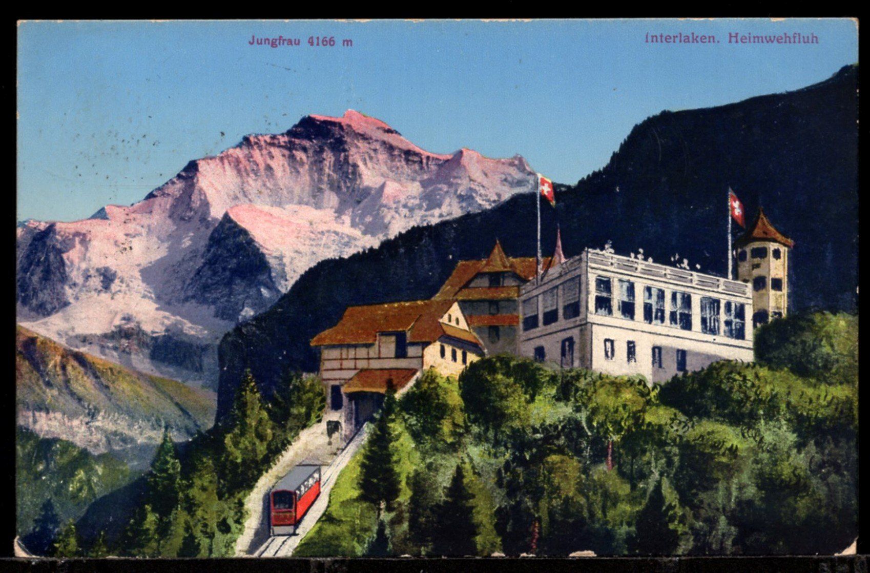 Cartes postales: Interlaken   Heimwehfluh  Bergbahn  1914 – D'occasion à Aarau par kufi44