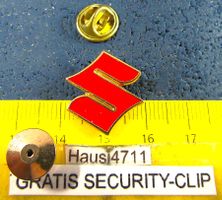 SUZUKI S LOGO MOTORRAD SCHMUCK-PIN ENAMEL GOLDIG ROT
