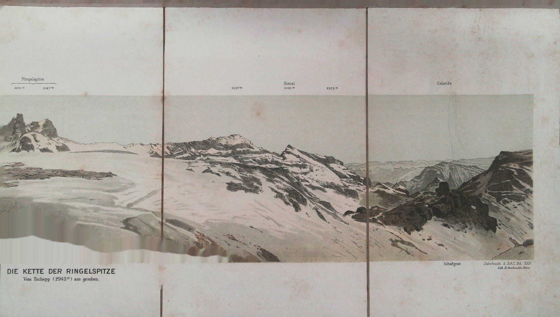 Cartine & Atlanti: Ringelspitz  Panorama 1889 – Usato da Rafz venduto da Helvet32 2