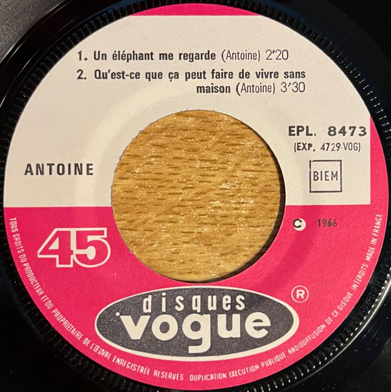 Dischi in vinile: ANTOINE - UN ÉLÉPHANT ME REGARDE – Usato da Bussigny venduto da vinyl-pas-cher 2