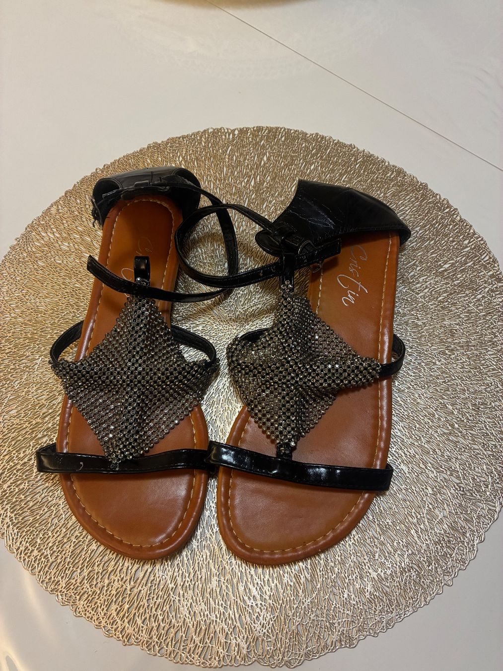 Scarpe da donna: Sandali neri con strass da donna, 39 usati – Usato da Zürich venduto da fra_8fn2