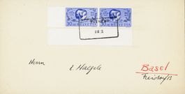 1938: Aushilfs-Stempel RIEHEN auf PJ Frankatur