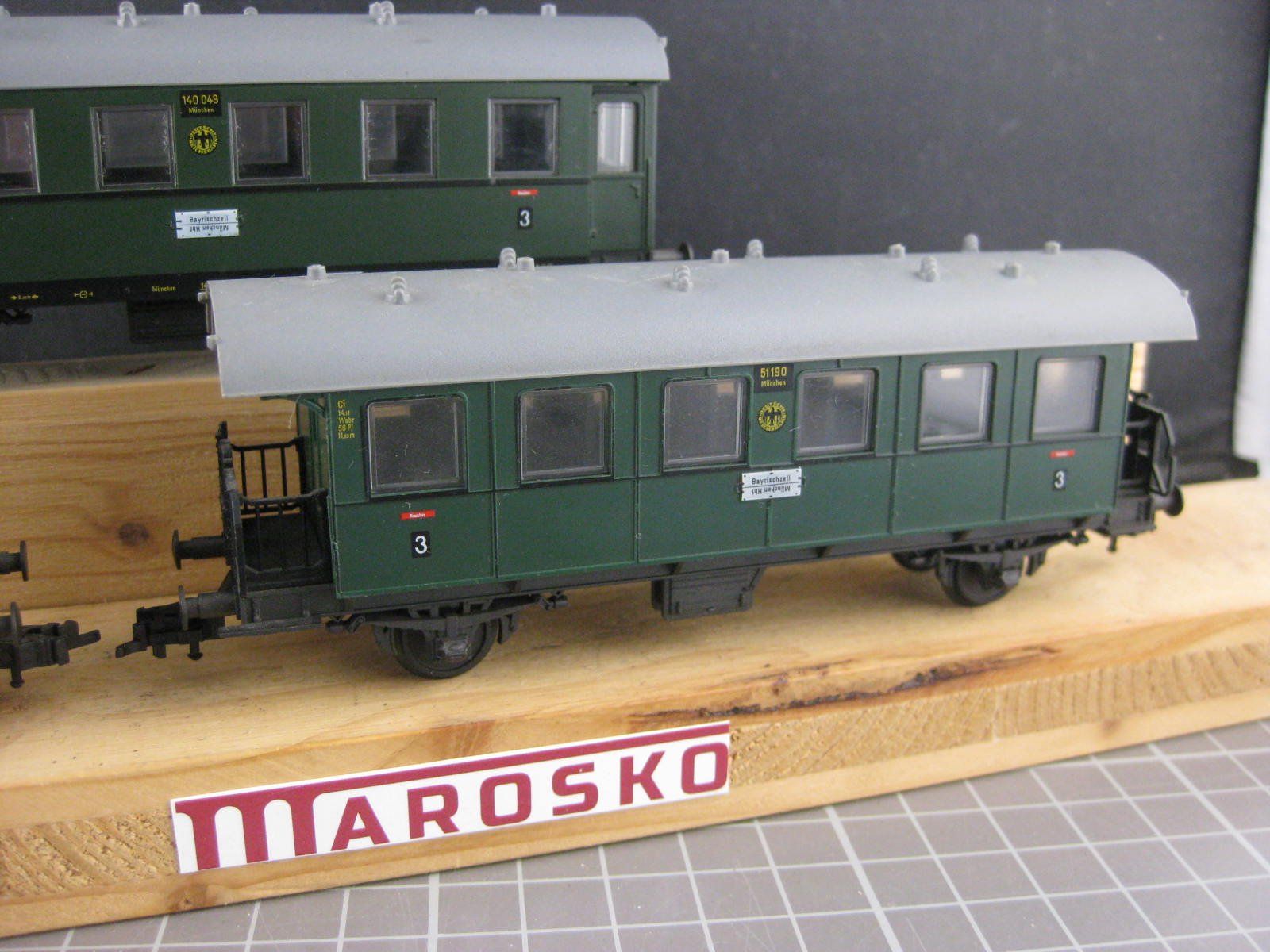 Fleischmann Modellini di ferrovie: Fleischmann 3 DRG Oldtimerwagen, ohne OVP, mit Fleischmann P – Usato da Malters venduto da Marosko 2