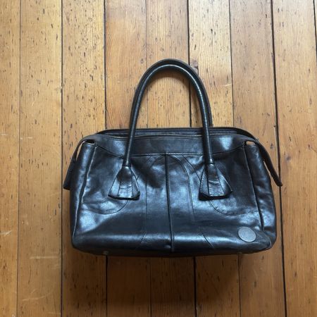 Vintage Armani Jeans Handtasche aus Leder in schwarz