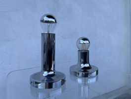2 Space Age Chrom Deckenleuchten Wandlampen 