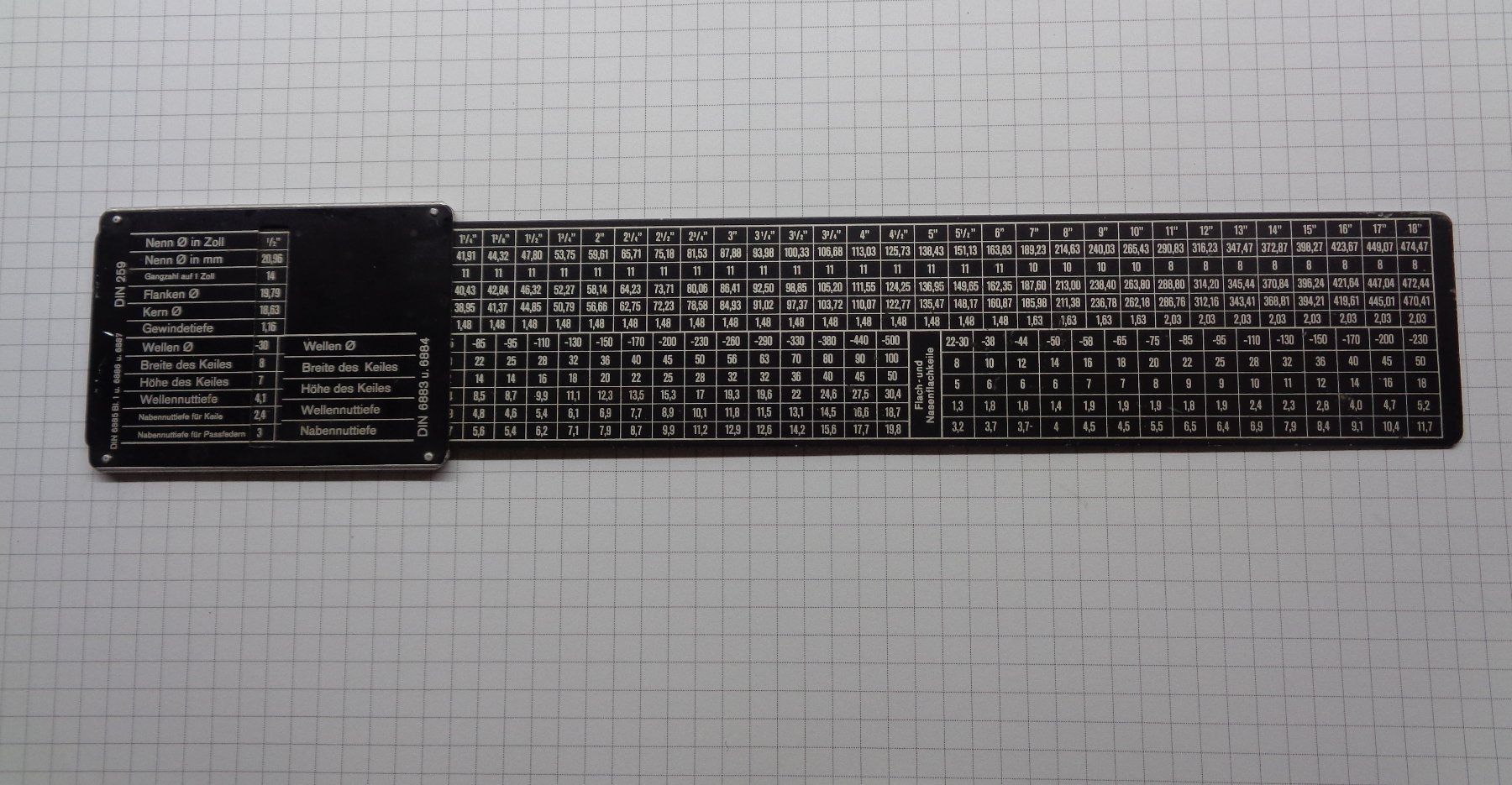 Messen: Gewinde-Daten-Schieber / 250x50mm – Gebraucht aus Aarwangen von SEC500 1