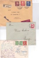 Lot Frei-/Werbemarken: 29 Belege + 7 4er-Blocks mit ET-ZT-St