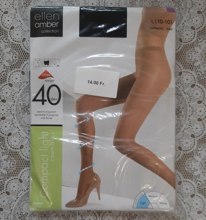 Ellen Amber Compact Light Strumpfhose 40den Gr.L Schwarz