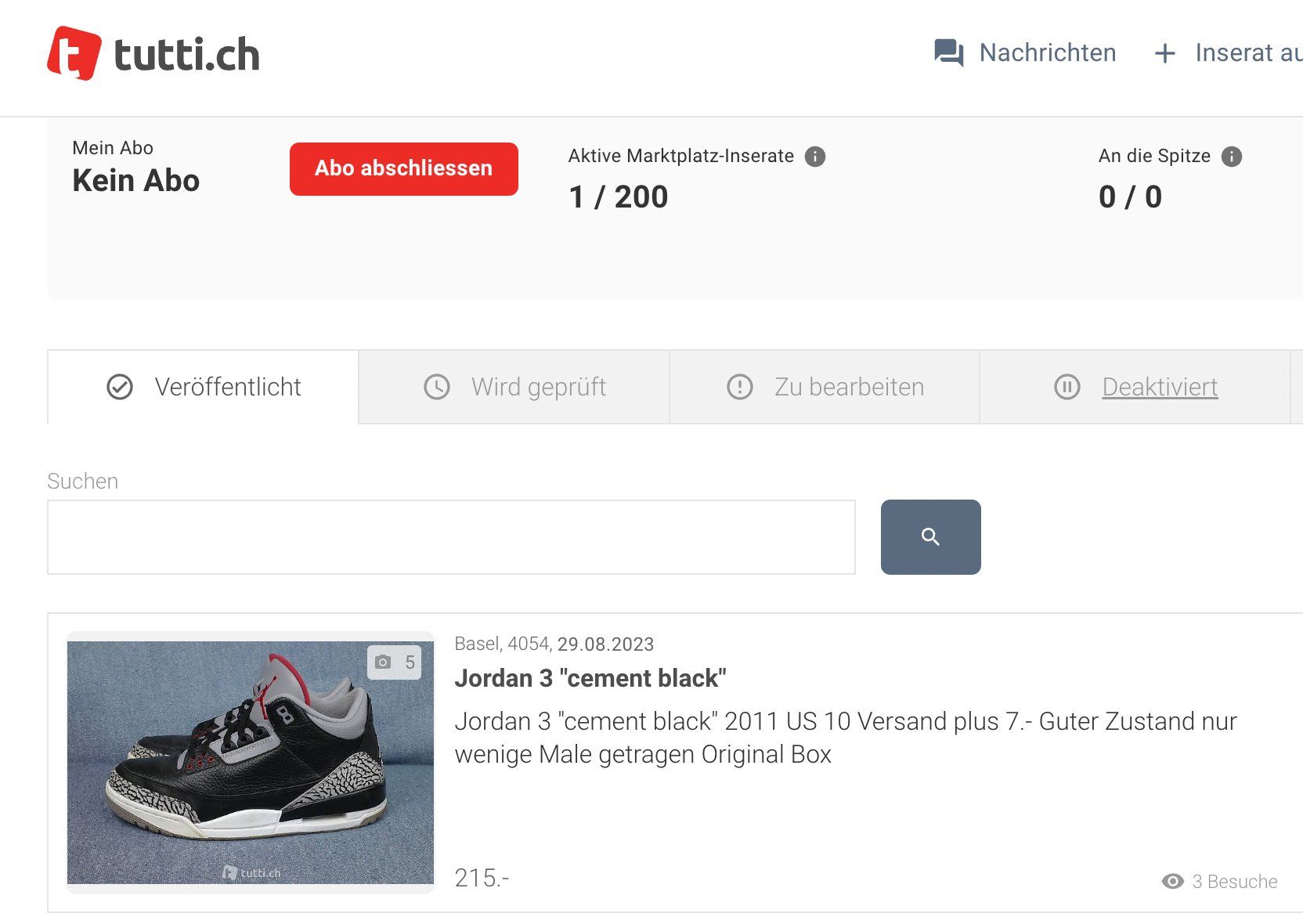Jordan Scarpe da uomo: Jordan 3 "cement black" 2011 – Usato da Basel venduto da cielHiro 8