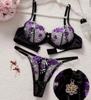 Unterwäsche-Set:BH-String-Tanga-Spitzen-Unterwäsche Grösse M