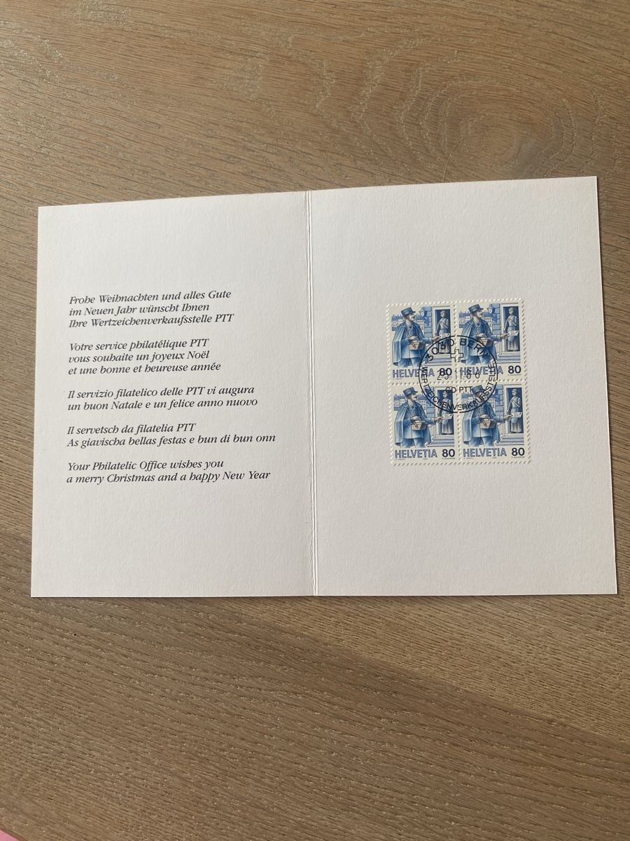 Alle Briefmarken: Grusskarte PTT  mit 4 gestempelten Briefmarken – Gebraucht aus Embrach von bea_8424 1