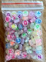 Bastelperlen Buchstaben bunt / transparent, ca 100 Stück