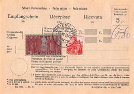 Empfangsschein mit seltenem Papier 1938