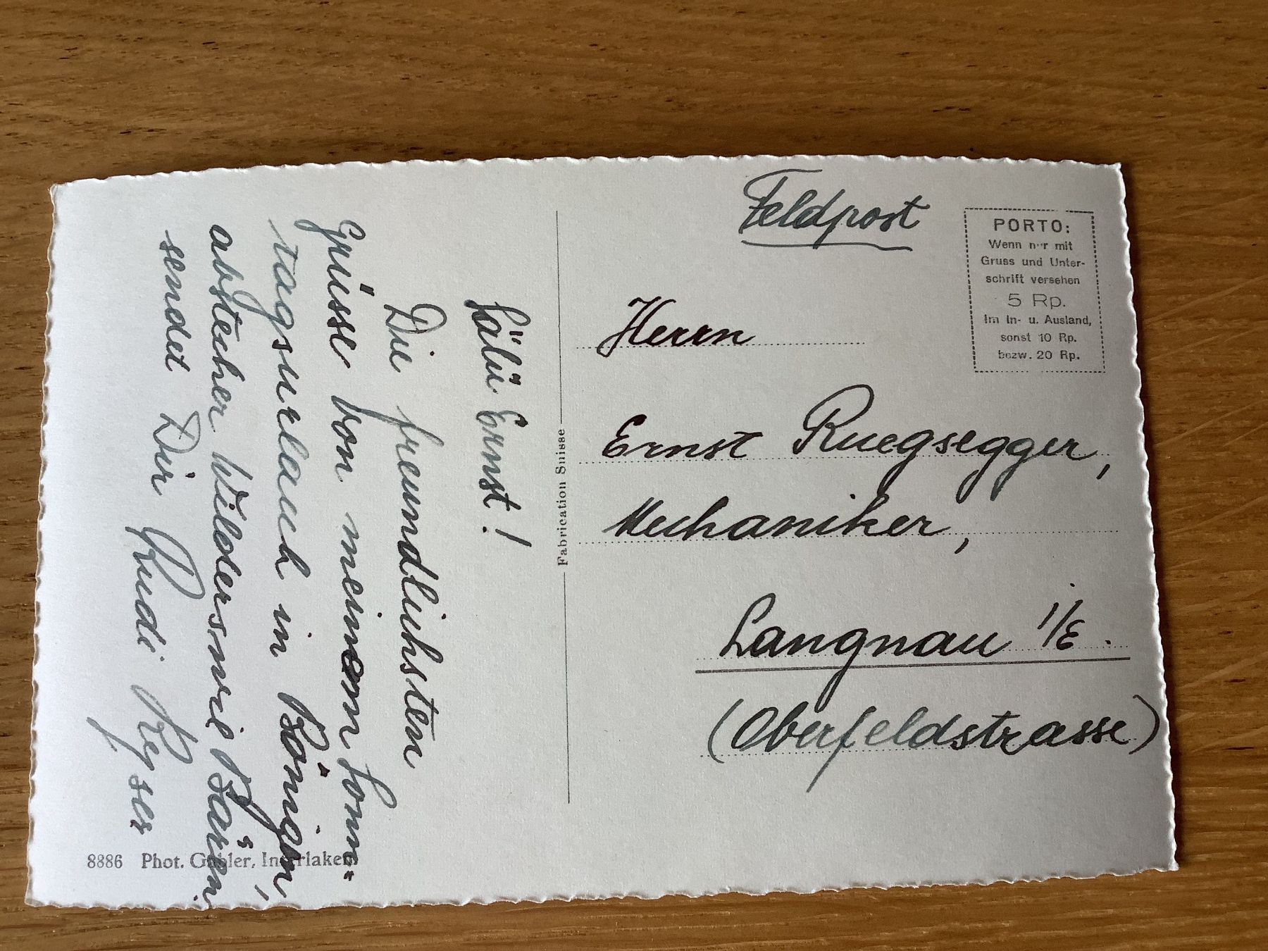 Cartoline postali: Hotel Bären in Wilderswil – Usato da Bassersdorf venduto da F-104fan 1