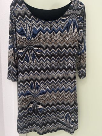 Damenkleid mit Zickzackmuster blau mehrfarbig Gr. M