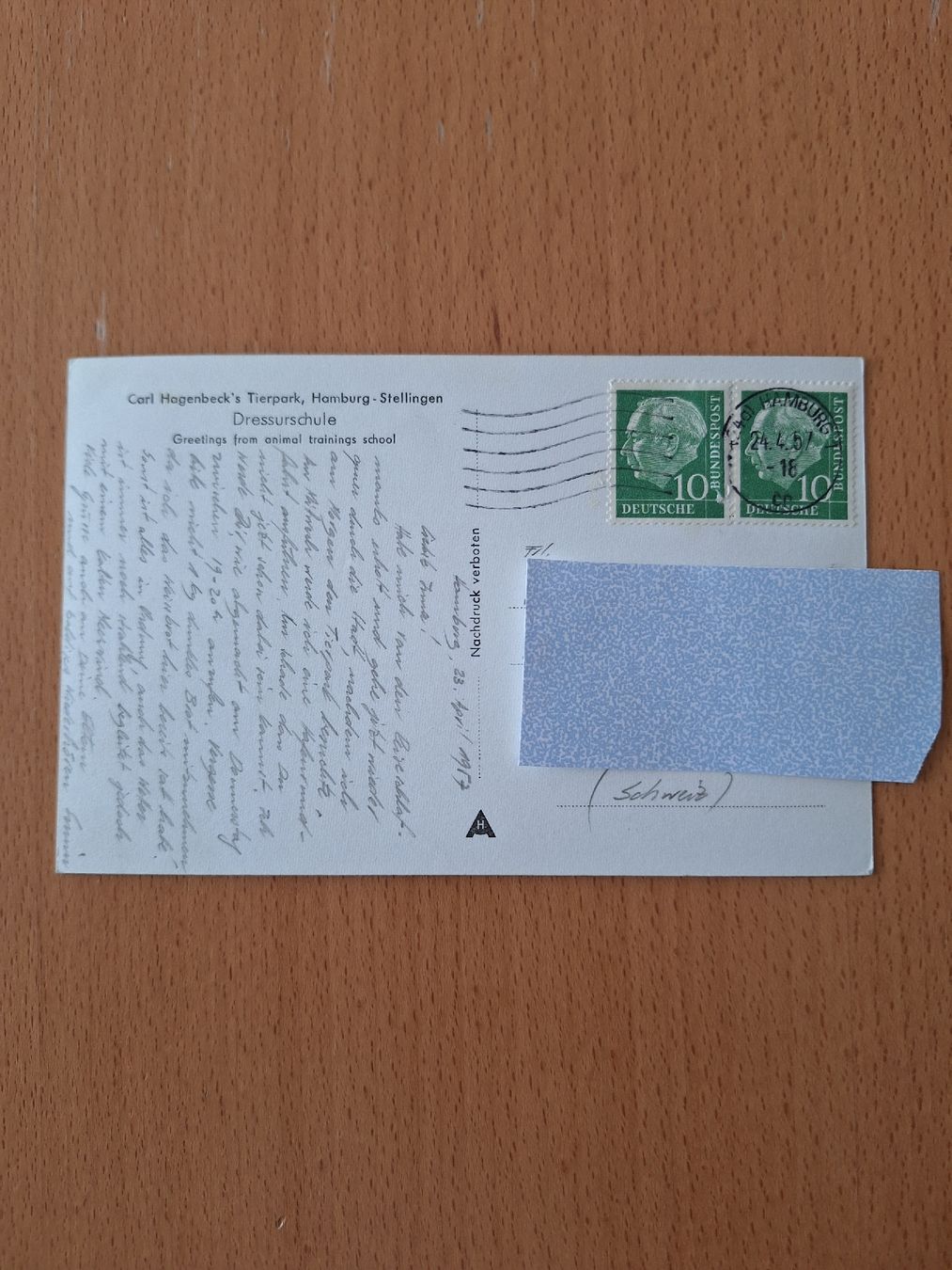 Cartoline postali: Ansichtskarte Hagenbecks Tierpark 1957 – Usato da zumikon venduto da lotegrandote 2