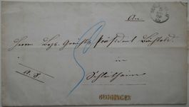 Faltbrief von Beggingen nach Schleitheim 18. Mai 1869
