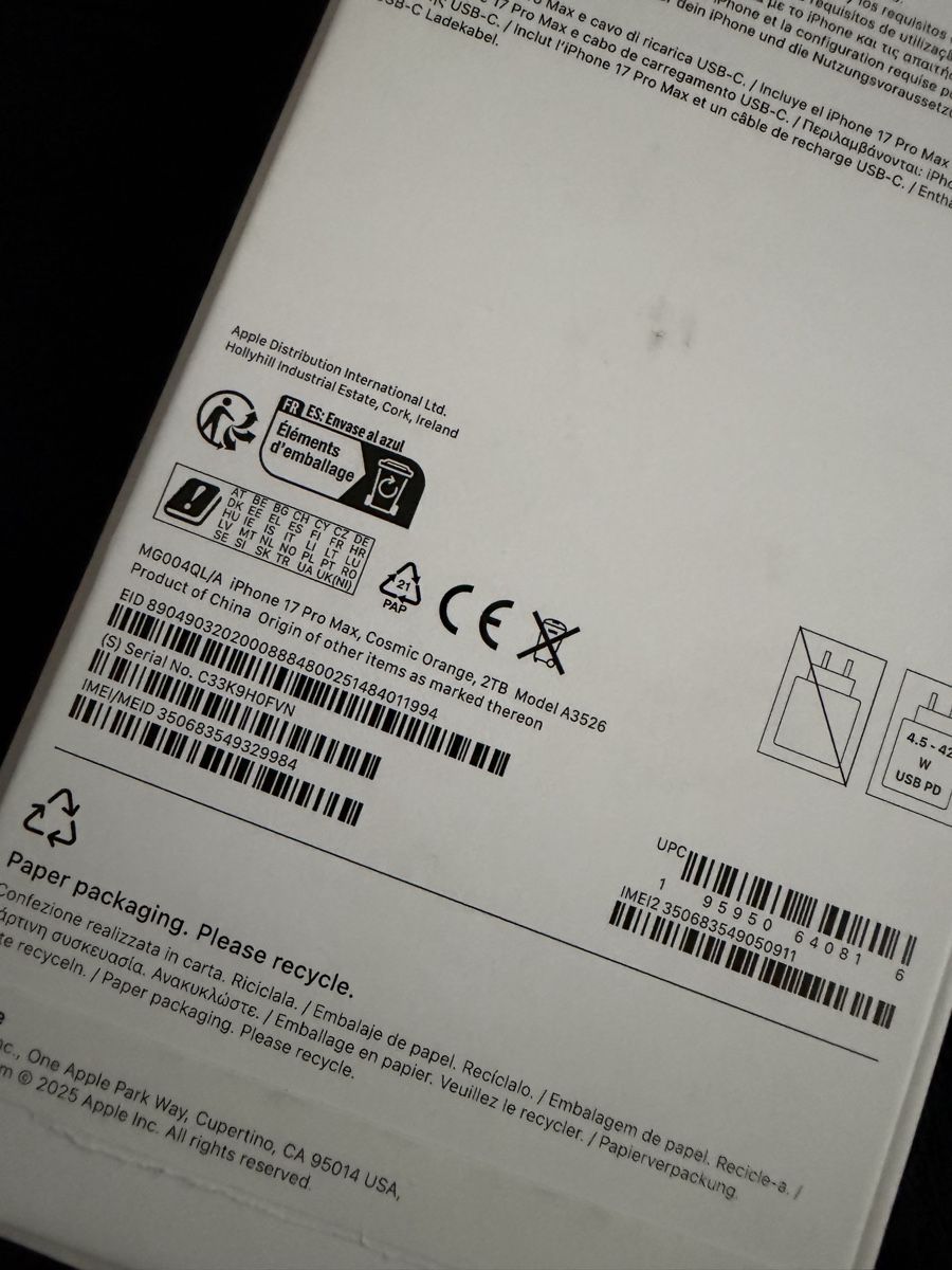 Apple Telefoni cellulari / Smartphones: iPhone 17 pro max – Nuovo (secondo la descrizione) da kriens venduto da gan_96dd 2