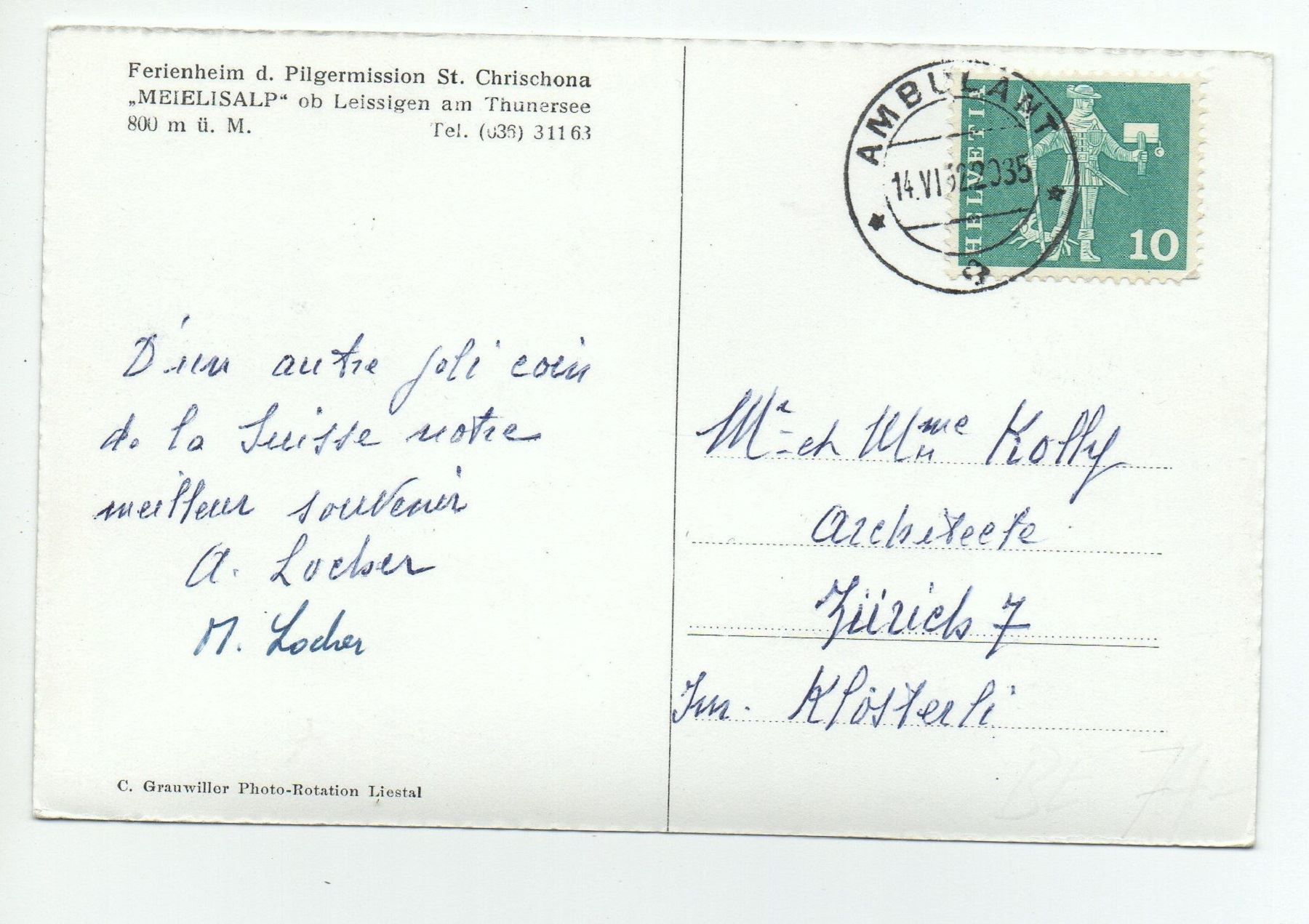 Cartoline postali: LEISSIGEN am Thunersee, Meielisalp – Usato da Jona venduto da philajona 1