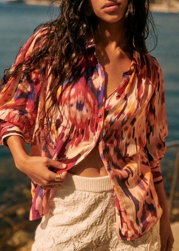Sezane Camicette: Sézane Bluse Hemd Seide Viscose Gr.34 – Usato da Genève venduto da sunandwind