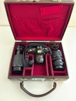 Konica Autoreflex T4 Analogkamera mit 3 Objektiven Vintage