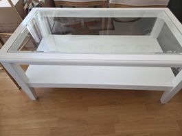 table basse blanche verre