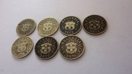 7 ver. uralte Fünfräppler 1850-1877 , schön bis sehr schön