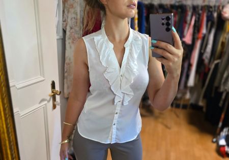 Weisses H&M Rüschen Top, Grösse 38/40 - Sommerbluse!