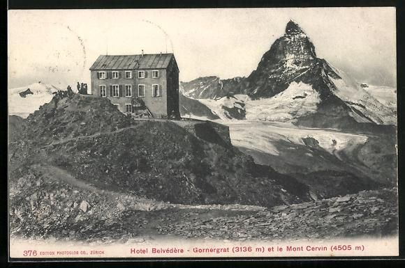 Cartoline postali: Hotel Belvedere, Gornergrat et le Mont C – Usato da Berlin venduto da bartko-reher
