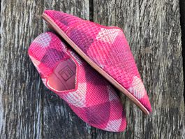 Babouches: Stoff pink gemustert (36)-ANGEBOT