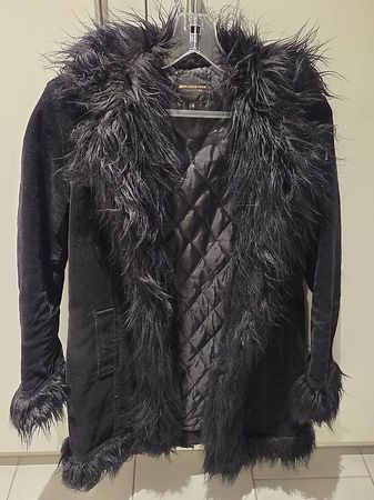 Elegante schwarze Kunstfelljacke / Gr. S  Springsteen