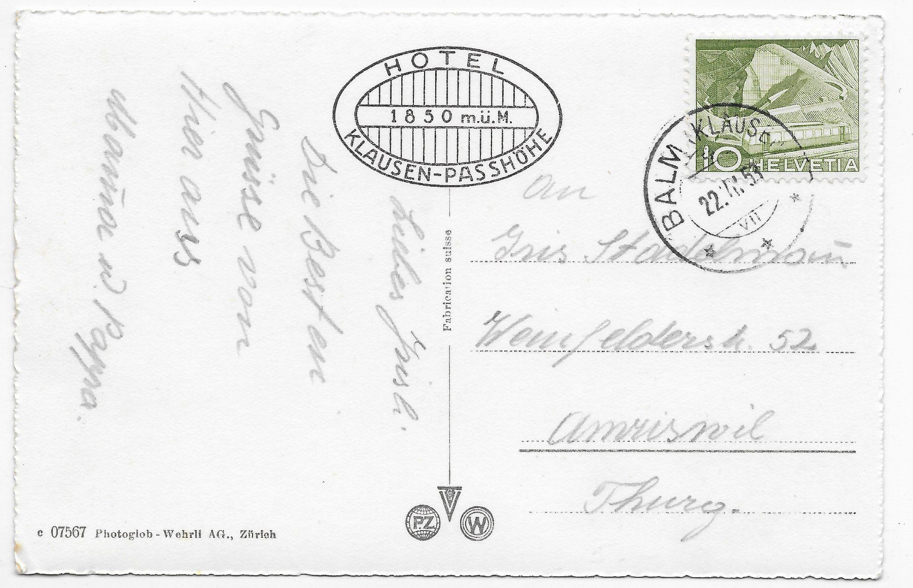 Cartoline postali: Hotel Klausen-Passhöhe – Usato da Hefenhofen venduto da Richsalz 1