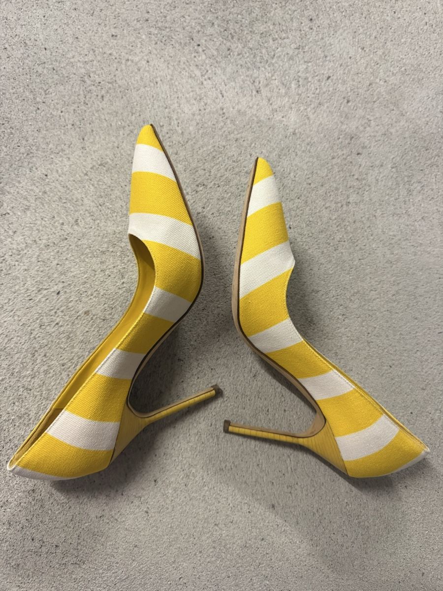 Manolo Blahnik Scarpe da donna: Manolo Blahnik canvas striped heel pump, 38.5 – Nuovo (secondo la descrizione) da Zürich venduto da EShopping81 4