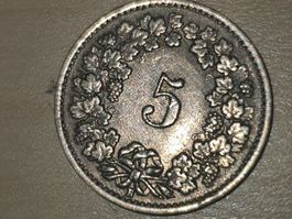 5 Rappen Münze, Jahrgang 1946, 46, 5-Räppler silberfarben
