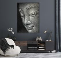 Wandbild Buddha Gesicht schwarz weiss guter Zustand