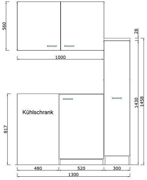 Cucine complete: 675 Miniküche Küchenzeile 130cm E/WEISS - Küche Einbauküche – Nuovo e nell'imballaggio originale da Wallenwil venduto da toesstalvertrieb 6