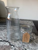 2 Glasvasen gestreift schmal klein 2stk guter Zustand