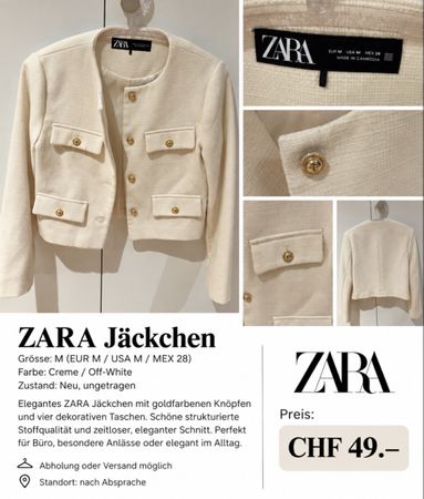 Zara Jäckchen creme Goldknöpfe Grösse M neu ungetragen