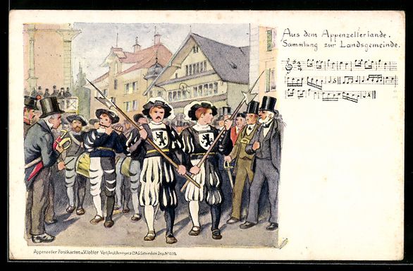 Cartoline postali: Appenzell, Parade während Volksfest – Usato da Berlin venduto da bartko-reher
