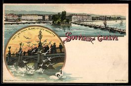 Litho Genève, Pont du Mont blanc et Les