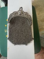 Antike Silber Gittertäschchen / Kettengeldbörse Jugendstil, 