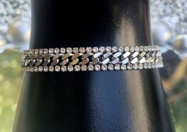 Bracciale catena con strass argento