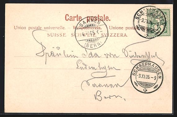 Cartoline postali: Schaffhausen, Ortsansicht mit Kirche von – Usato da Berlin venduto da bartko-reher 1