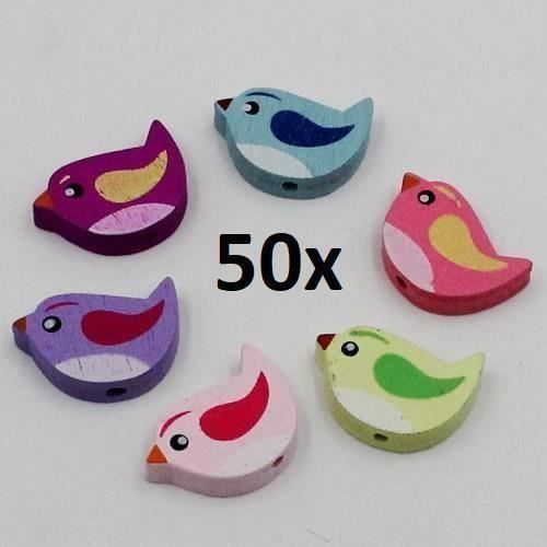 Perlen (unechte): 50 x perles oiseau en bois bébé – Neu und originalverpackt aus Gurmels von Swisspod