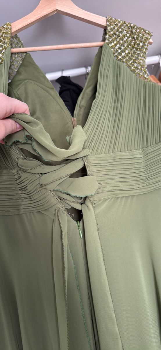Vestiti: Robe de soirée/ cocktail couleur olive , perles – Nuovo (secondo la descrizione) da Vouvry venduto da Laurie1896 3