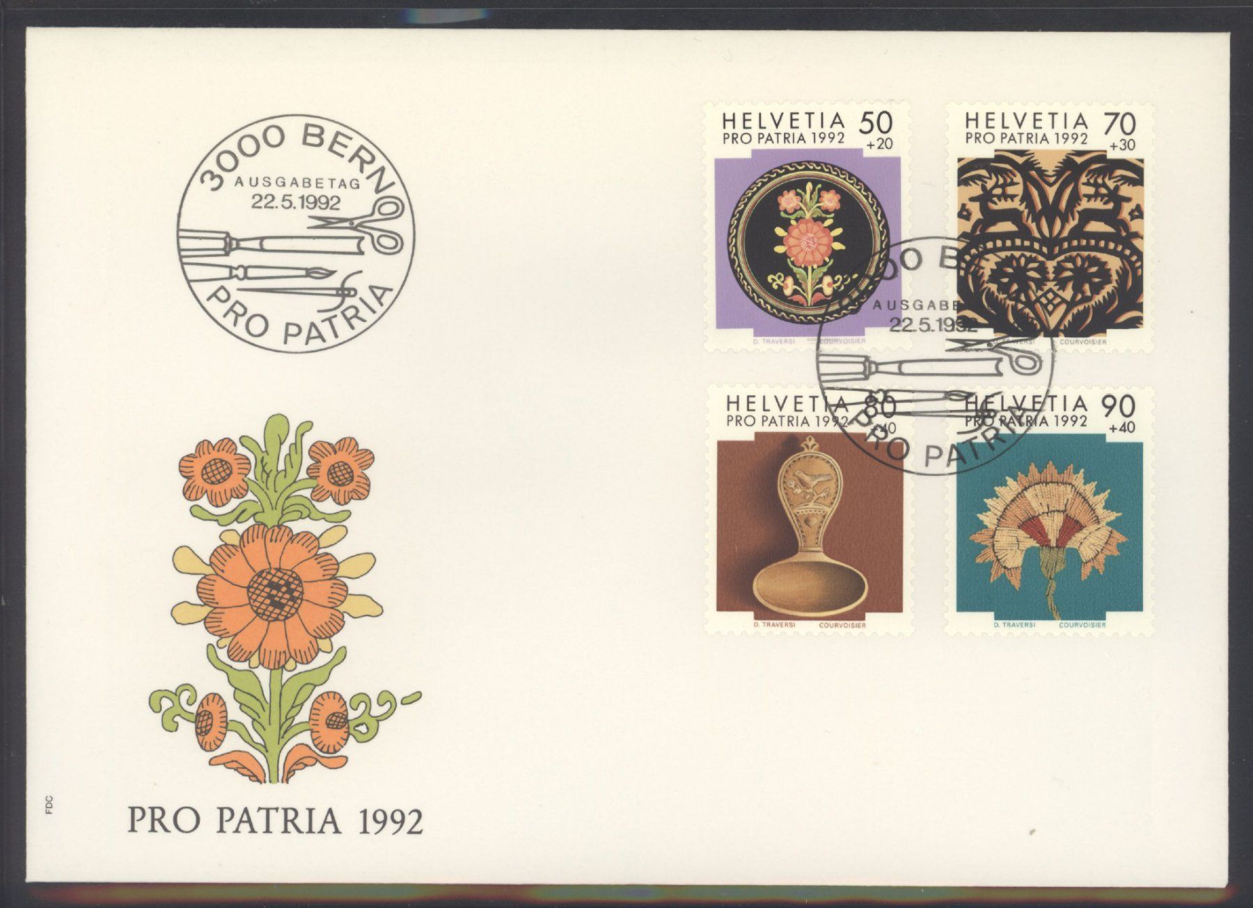 Alle Briefmarken: 1992, Pro Patria, FDC – Gebraucht aus Willisau von Vollstempel