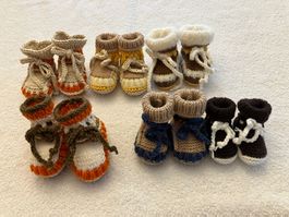1 P. handgestrickte neue Babyschuhe/Babyfinken f.Neugeborene