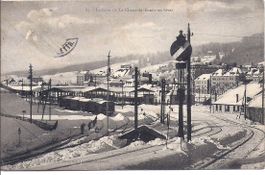 CHAUX - de - FONDS, entrée des lignes en hiver vers la Gare