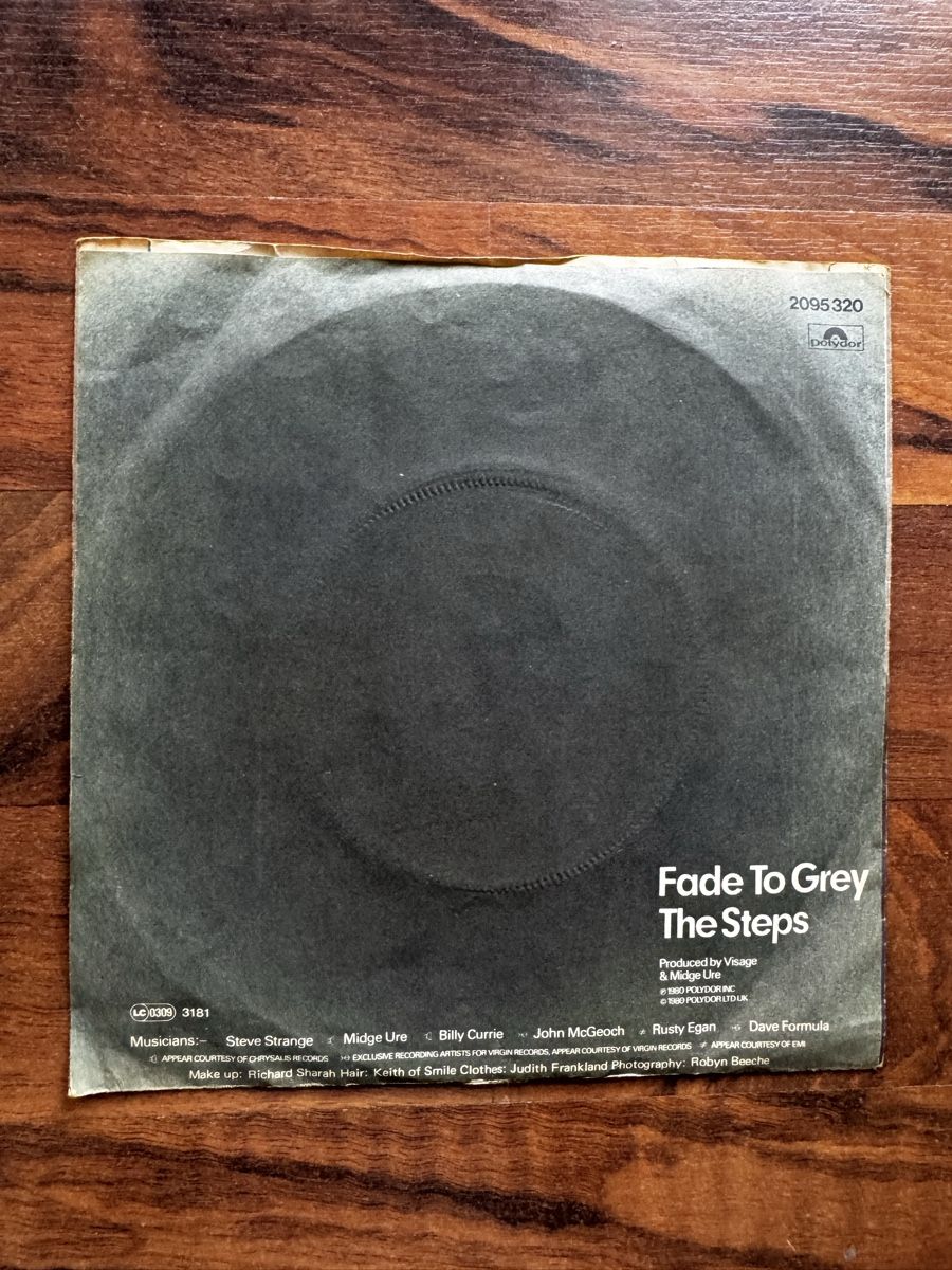 Vinyles: Visage - Fade to Grey - 7" Single - 80s – D'occasion à Rorbas par BlackstarRecords 1