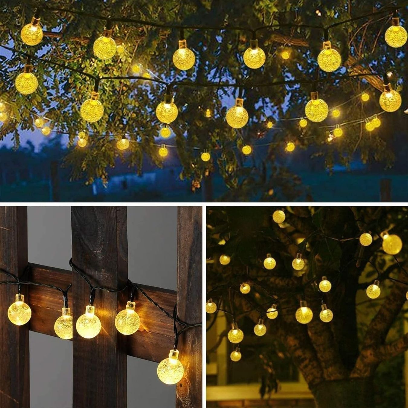 Ghirlande e barre luminose: Solar Lichterkette Aussen 11m mit 60 LED Kugeln – Nuovo e nell'imballaggio originale da Nuglar venduto da SmartLiving24 1
